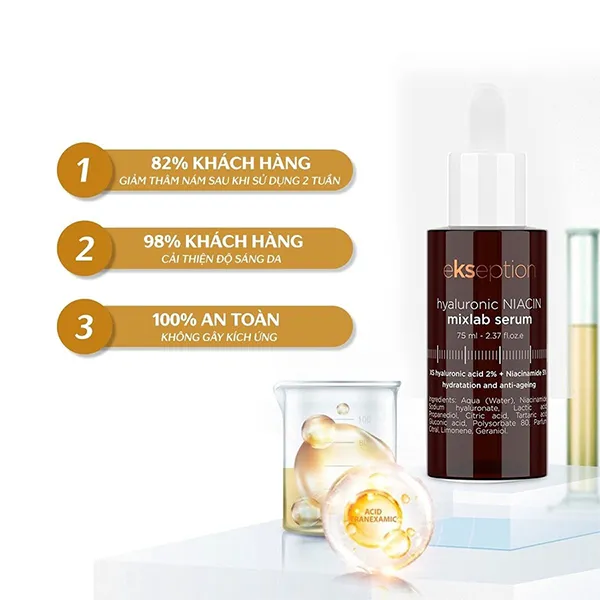 Tinh Chất Giảm Mụn, Xóa Thâm Ekseption Hyaluronic Niacin Mixlab Serum 75ml