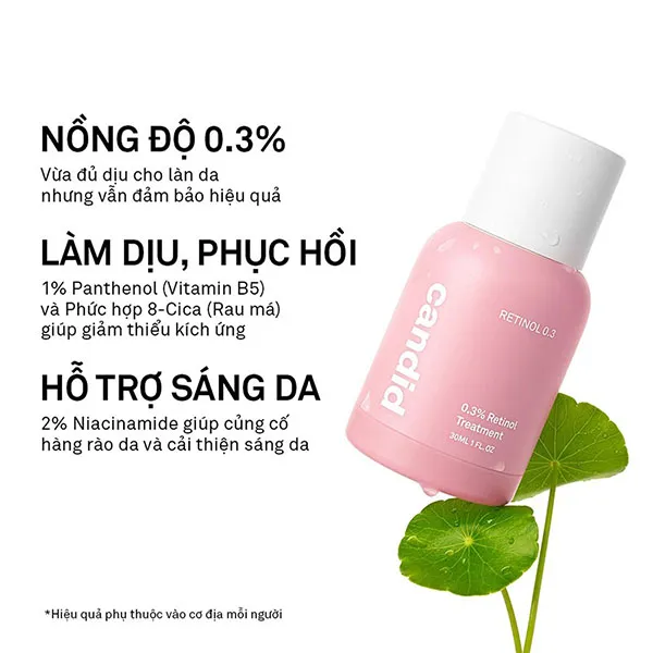 Tinh Chất Hỗ Trợ Giảm Nhăn Và Làm Đều Màu Da Candid 0.3% Retinol Treatment, 30ml