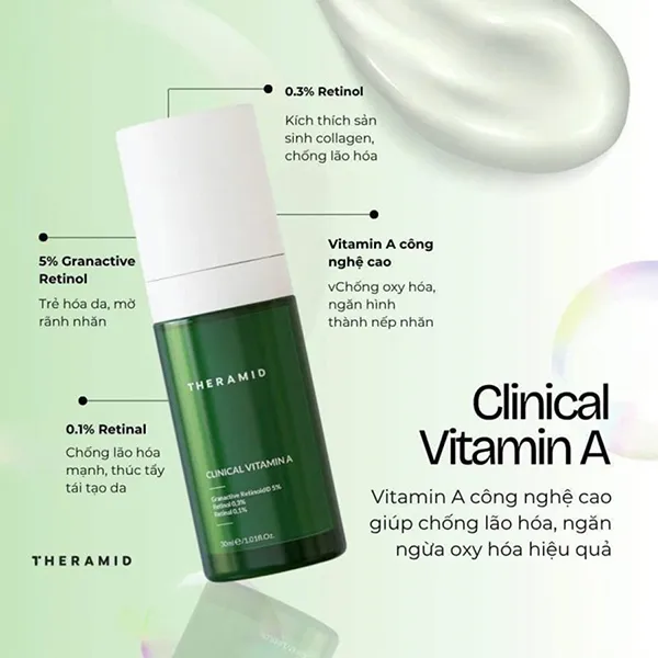Tinh Chất Hỗ Trợ Tái Tạo Tế Bào, Mờ Nếp Nhăn Và Phục Hồi Da Theramid Clinical Vitamin A 30ml