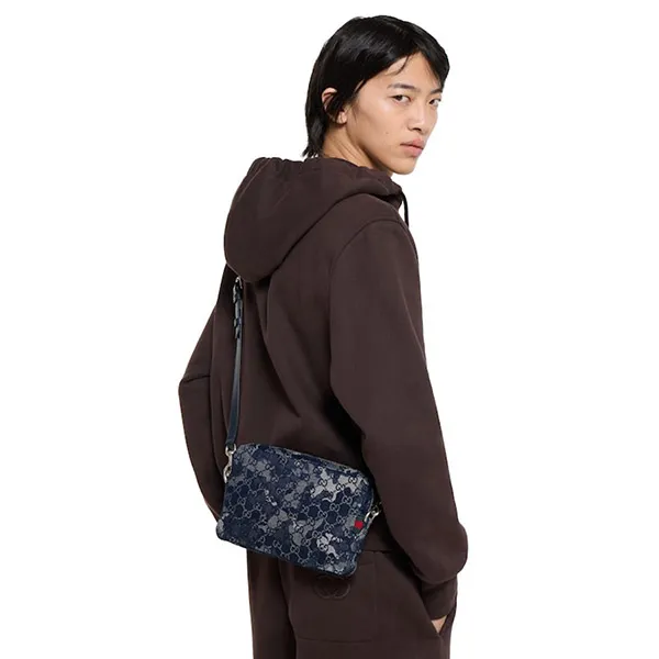 Túi Đeo Chéo Gucci GG Denim Small Crossbody Bag Màu Xanh Navy