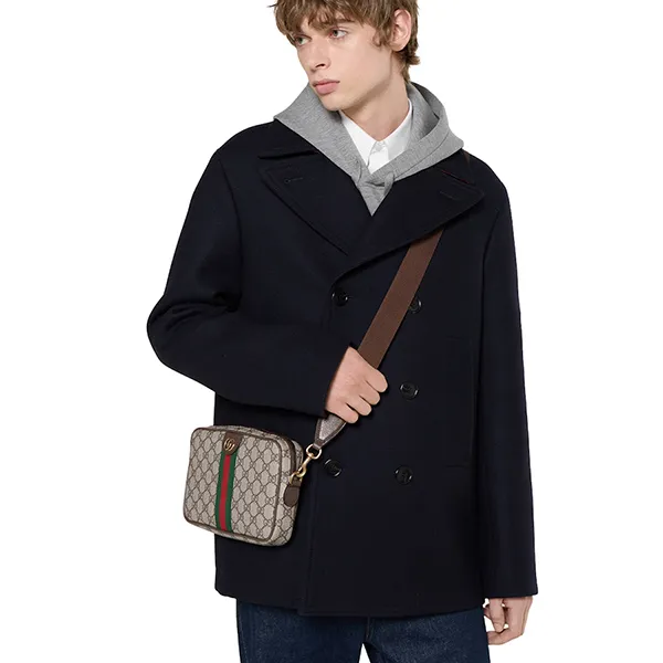 Túi Đeo Chéo Nam Gucci Ophidia Small Crossbody Bag 839155 FAEOF 9745 Màu Nâu Be