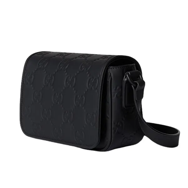Túi Đeo Chéo Nam Gucci Rubber-Effect Leather Mini Messenger Bag 794062 AAC0G 1000 Màu Đen