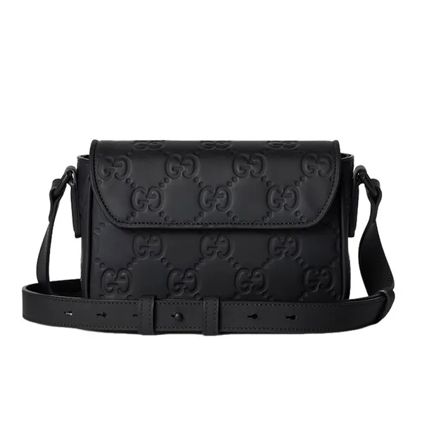 Túi Đeo Chéo Nam Gucci Rubber-Effect Leather Mini Messenger Bag 794062 AAC0G 1000 Màu Đen