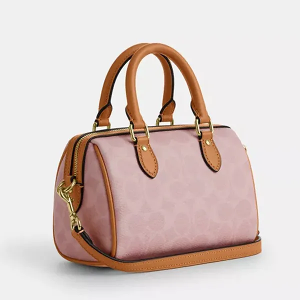 Túi Đeo Chéo Nữ Coach Mini Rowan Crossbody Bag In Signature Canvas With Charms CEK79 Gold/Powder Pink Màu Hồng