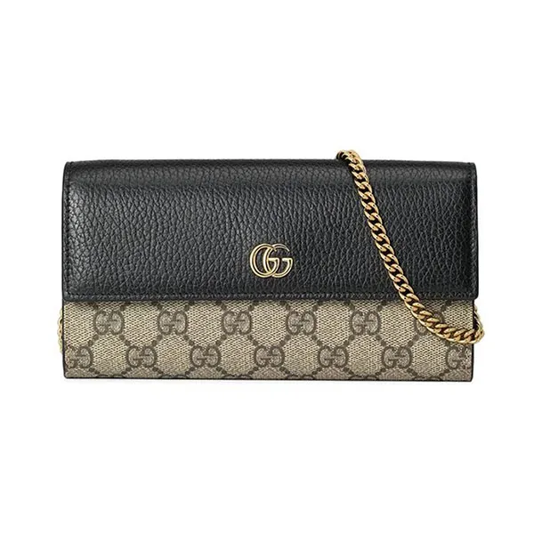Túi Đeo Chéo Nữ Gucci GG Marmont Chain Wallet Beige/Ebony 546585 17WAG 1283 Màu Be Đen