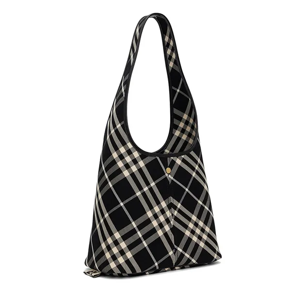 Túi Đeo Vai Nữ Burberry Small Check Shoulder Bag Black & Off-White Màu Đen/Trắng