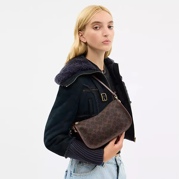 Túi Đeo Vai Nữ Coach Waverly Bag In Signature Canvas CCC38 Màu Nâu