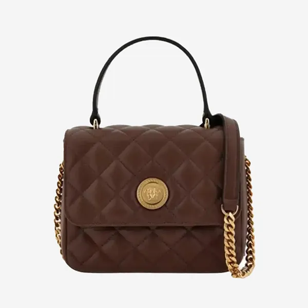 Túi Đeo Vai Nữ Versace Women's Medusa Quilted Leather Shoulder Bag Màu Nâu