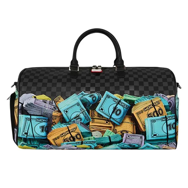 Túi Trống Sprayground Monopoly Money Stacks Duffle Black Manor Màu Đen