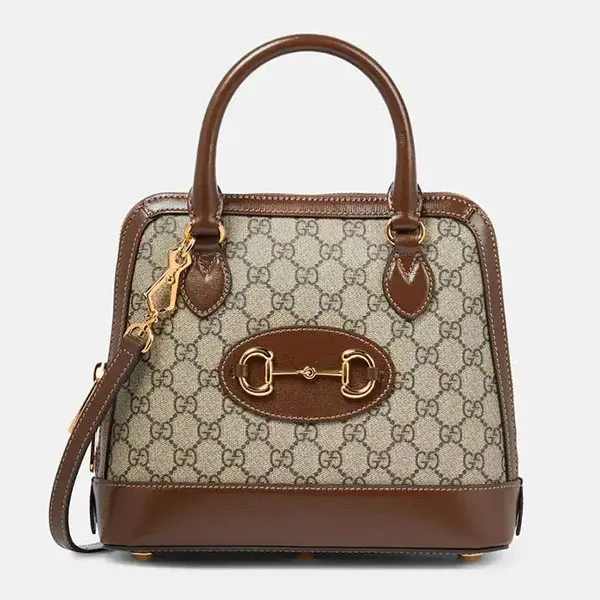 Túi Xách Nữ Gucci Horsebit 1955 Canvas Tote Bag Màu Be Nâu
