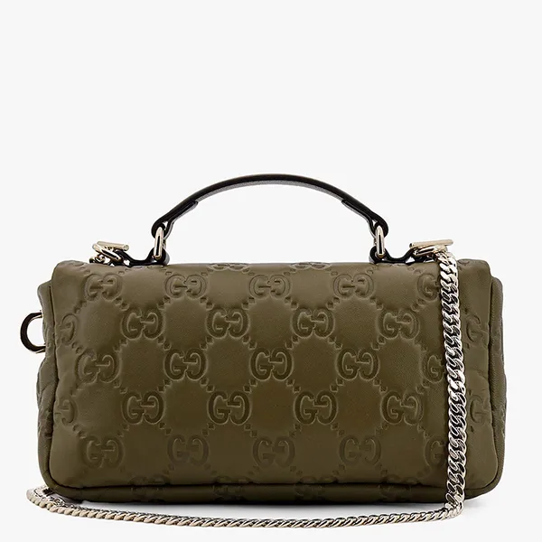 Túi Xách Tay Gucci Mini GG Milano Leather Handbag Màu Xanh Rêu