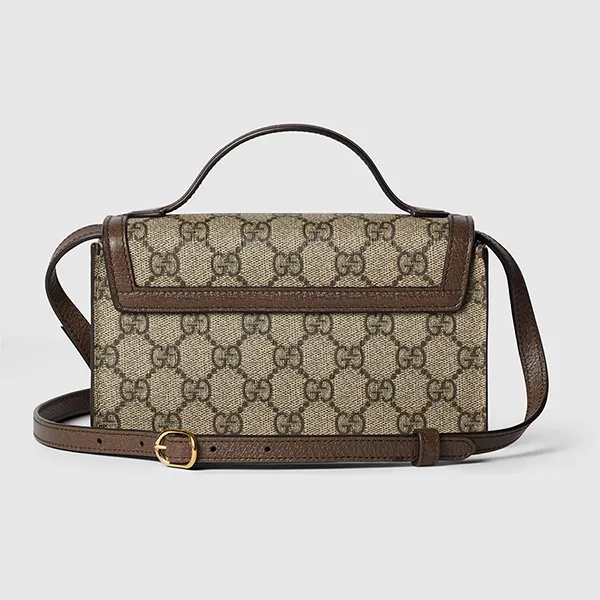 Túi Xách Tay Gucci Ophidia Mini Top Handle Bag Màu Xám - Nâu