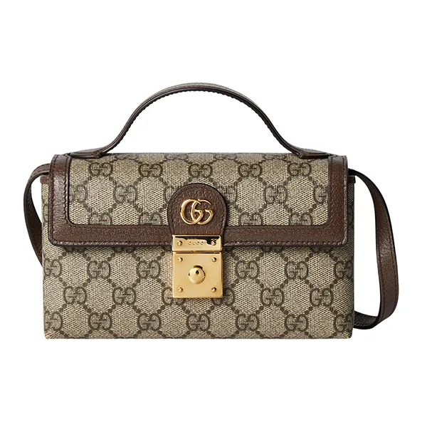 Túi Xách Tay Gucci Ophidia Mini Top Handle Bag Màu Xám - Nâu