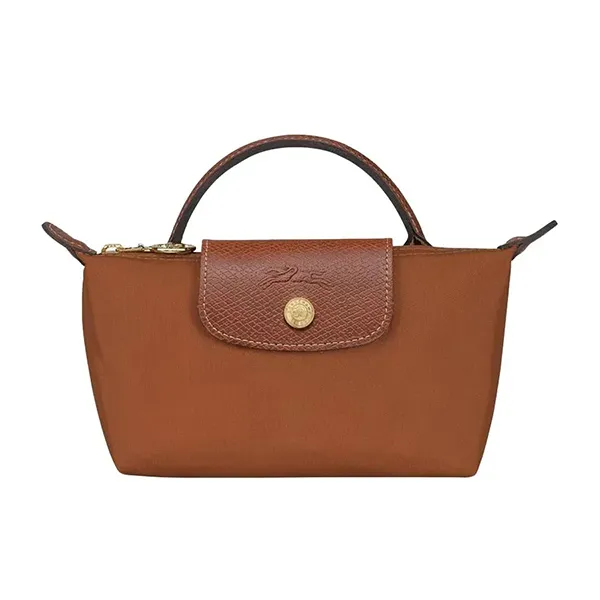 Túi Xách Tay Nữ Longchamp Le Pliage Original Pouch With Handle Màu Nâu