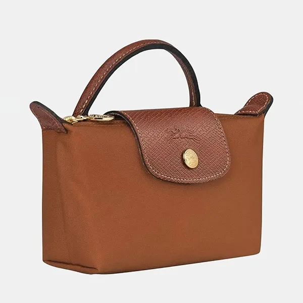 Túi Xách Tay Nữ Longchamp Le Pliage Original Pouch With Handle Màu Nâu