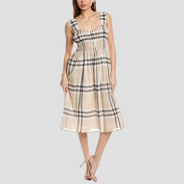 Váy Nữ Burberry Delilah Stone IP Check In Beige 8099411 Màu Be Size 4