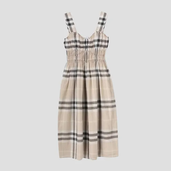 Váy Nữ Burberry Delilah Stone IP Check In Beige 8099411 Màu Be Size 4