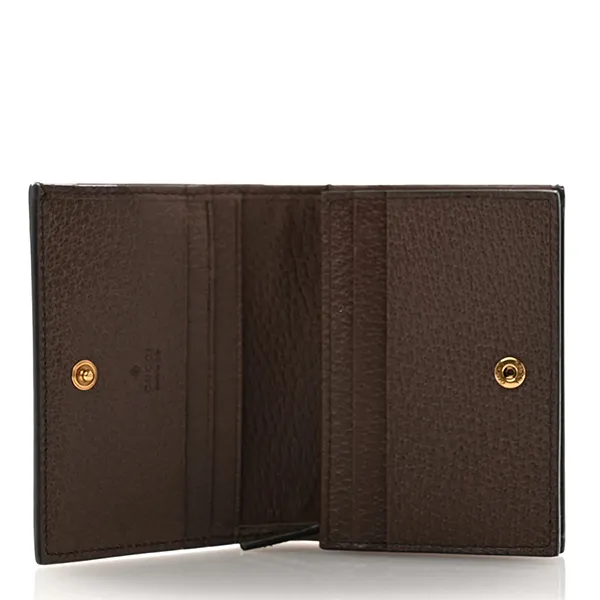 Ví Nữ Gucci Diana Canvas With Leather Card Holder Wallet Women's Ebony/Camel/Brown Màu Nâu Be