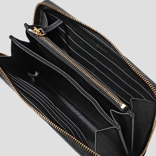 Ví Nữ Versace Greca-Buckle Zip Wallet In Black 1007135 1A05134 Màu Đen