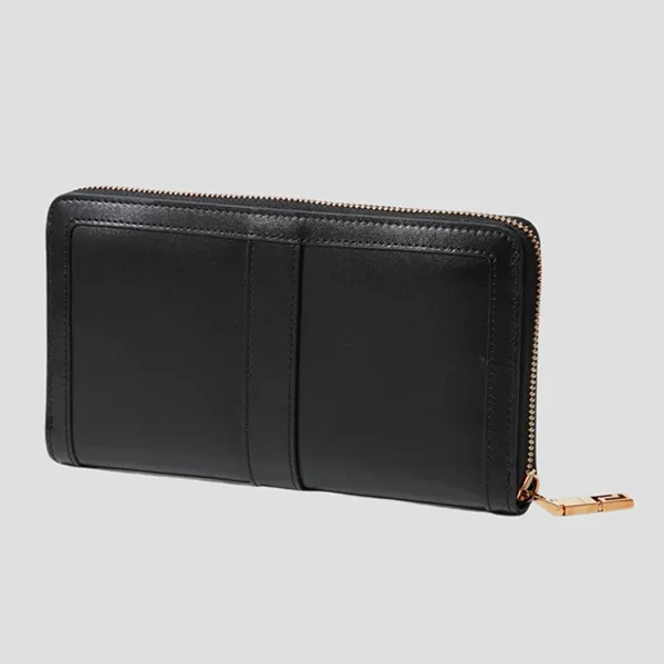 Ví Nữ Versace Greca-Buckle Zip Wallet In Black 1007135 1A05134 Màu Đen