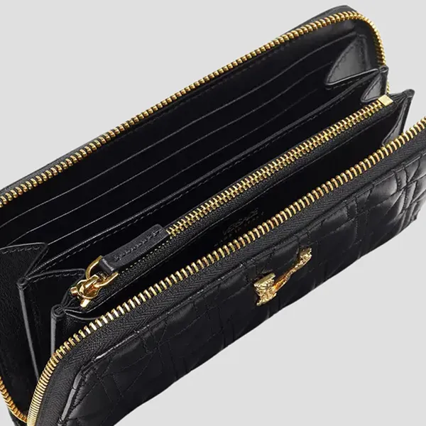 Ví Nữ Versace Virtus Long Wallet 'Black/Gold' 1007674 DNATR4 Màu Đen