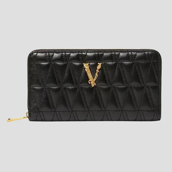 Ví Nữ Versace Virtus Long Wallet 'Black/Gold' 1007674 DNATR4 Màu Đen