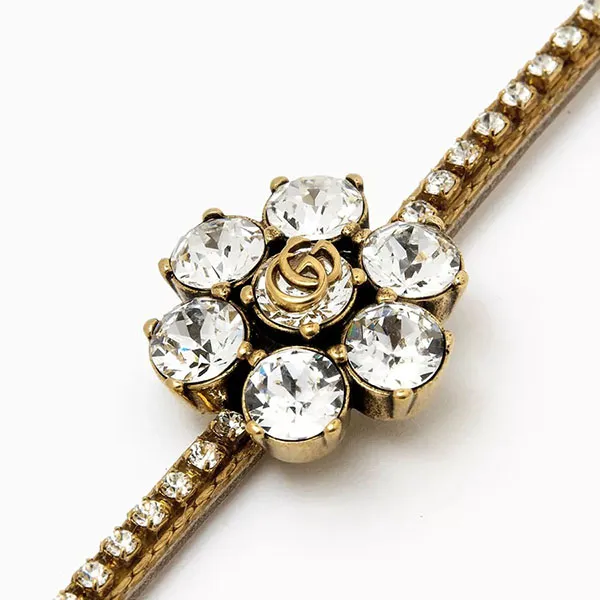 Vòng Đeo Tay Nữ Gucci GG Crystal Flower Bracelet Màu Vàng