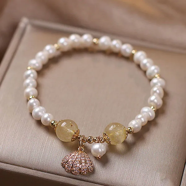 Vòng Đeo Tay Nữ Kya Jewel Jessica Pearl Ngọc Trai Shimmering Shell JB20-V Màu Vàng