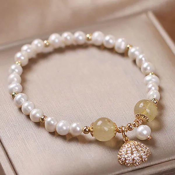 Vòng Đeo Tay Nữ Kya Jewel Jessica Pearl Ngọc Trai Shimmering Shell JB20-V Màu Vàng