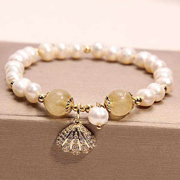 Vòng Đeo Tay Nữ Kya Jewel Jessica Pearl Ngọc Trai Shimmering Shell JB20-V Màu Vàng