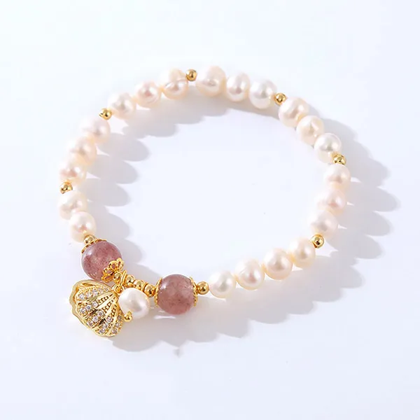 Vòng Đeo Tay Nữ Kya Jewel Ngọc Trai Shimmering Shell JB20-H Màu Trắng/Hồng