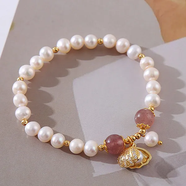 Vòng Đeo Tay Nữ Kya Jewel Ngọc Trai Shimmering Shell JB20-H Màu Trắng/Hồng