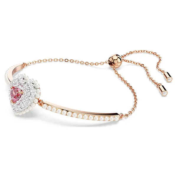 Vòng Đeo Tay Nữ Swarovski Hyperbola bangle Crystal Pearls, Heart, White, Rose Gold-Tone Plated 5687513 Màu Vàng Hồng