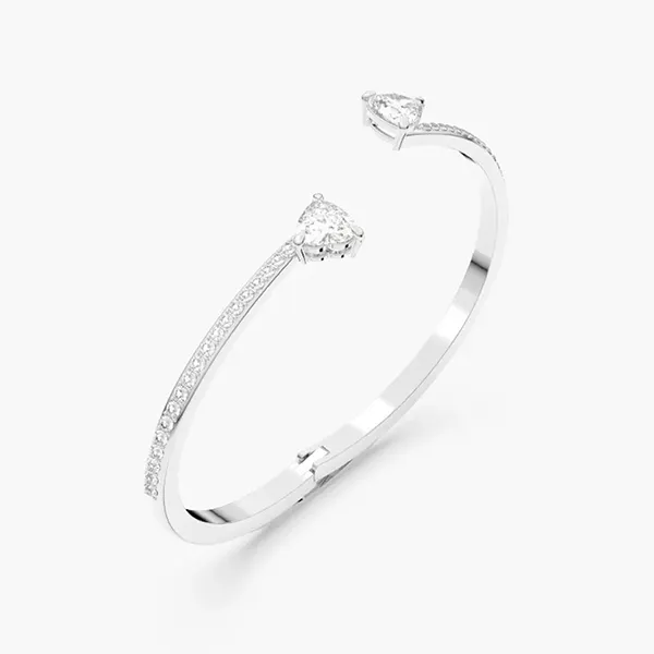 Vòng Đeo Tay Nữ Swarovski Mesmera Bangle Heart White Rhodium Plated Bracelet 5535354 Màu Bạc Size S