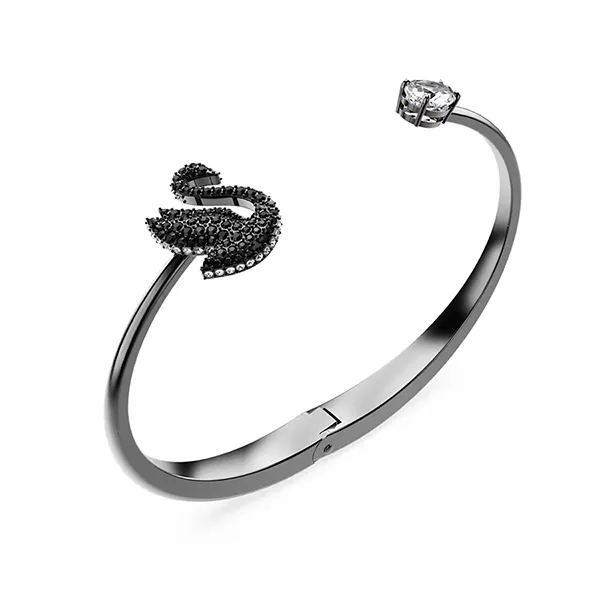 Vòng Đeo Tay Swarovski Swan Bangle Black, Ruthenium Plated 5688745 Màu Đen