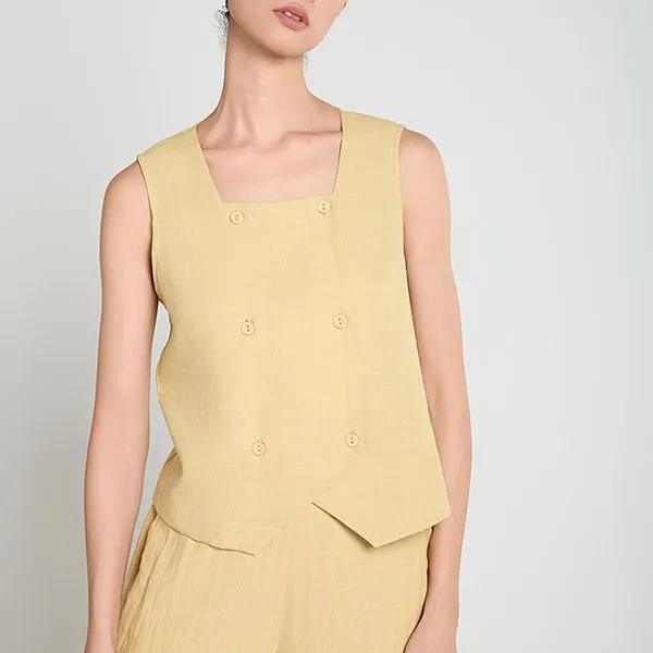 Áo Kiểu Nữ F2 Fashion & Freedom Linen A Touch Of Effortless Elegance AK647-VN-S-0325 Màu Vàng Nghệ Size S