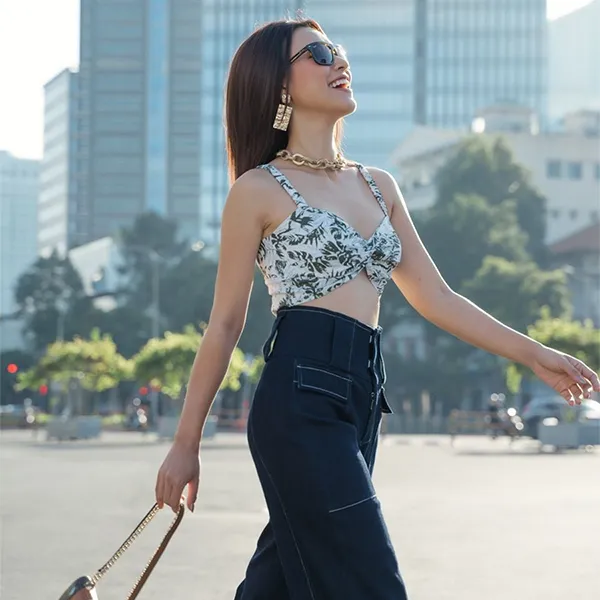 Áo Bra Nữ F2 Fashion & Freedom City Girl Women's Linen Bra In Palm Leaf Cream AK553-LC-S-0523 Màu Kem Lá Cọ Size S