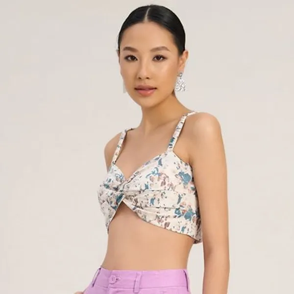 Áo Bra Nữ F2 Fashion & Freedom Women's Linen Bra Cream Floral The Art Of Styling AK553-KH-S-0323 Màu Kem Size S