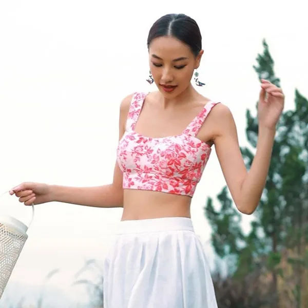 Áo Hai Dây F2 Fashion & Freedom Pink Linen Blouse Into The Wood AK627-HH-S-0524 Màu Hồng Size S
