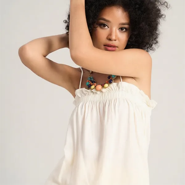 Áo Hai Dây F2 Fashion & Freedom Women's Cream Croptop With Two Straps Free Color AK587-Kem croptop 2 dây-S-0623 Màu Kem Size S