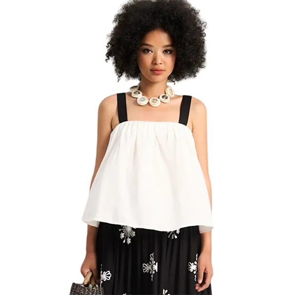 Áo Hai Dây F2 Fashion & Freedom Women's Cream Two Strap Black Tank Top Free Color AK585-Kem 2 Dây Đen-S-0623 Màu Trắng Đen Size S