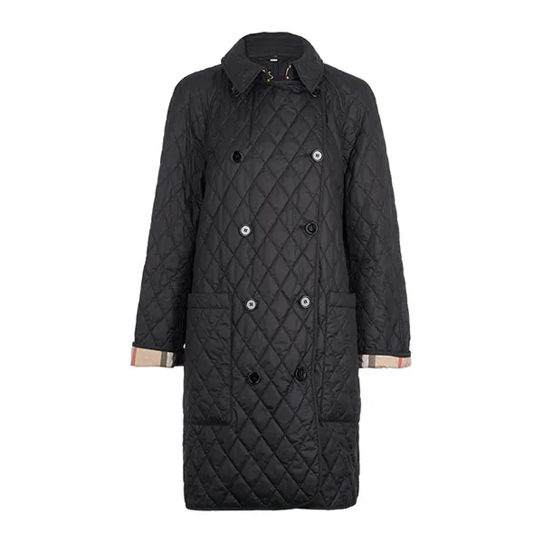Áo Khoác Nữ Burberry Tything Quilted Jacket Màu Đen Size S