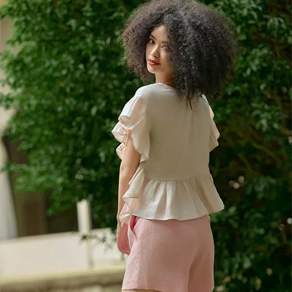 Áo Kiểu F2 Fashion & Freedom Into The Wood Light Pink Linen Blouse AK630-HN-S-0524 Màu Hồng Nhạt Size S