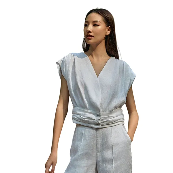Áo Kiểu F2 Fashion & Freedom Into The Wood White Linen Blouse AK629-TRANG-S-0524 Màu Trắng Size S