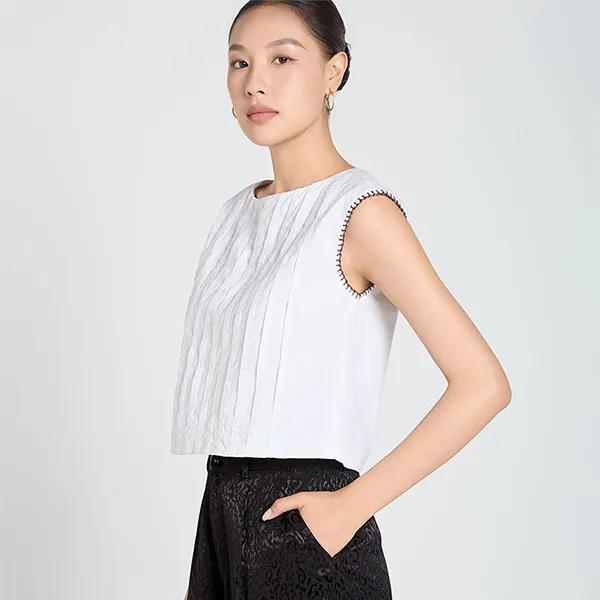 Áo Kiểu Nữ F2 Fashion & Freedom White Linen Blouse A Touch Of Effortless Elegance AK637-TRANG-S-0225 Màu Trắng Size S