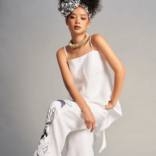 Áo Kiểu Hai Dây Nữ F2 Fashion & Freedom Linen AK592-T-S-0623 Màu Trắng Size S