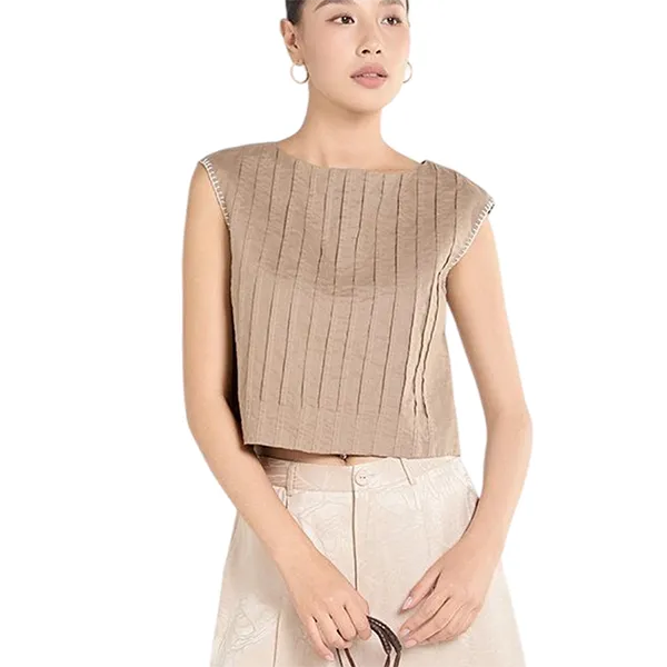 Áo Kiểu Nữ F2 Fashion & Freedom Brown Linen Blouse A Touch Of Effortless Elegance AK637-NN-S-0225 Màu Nâu Nhạt Size S