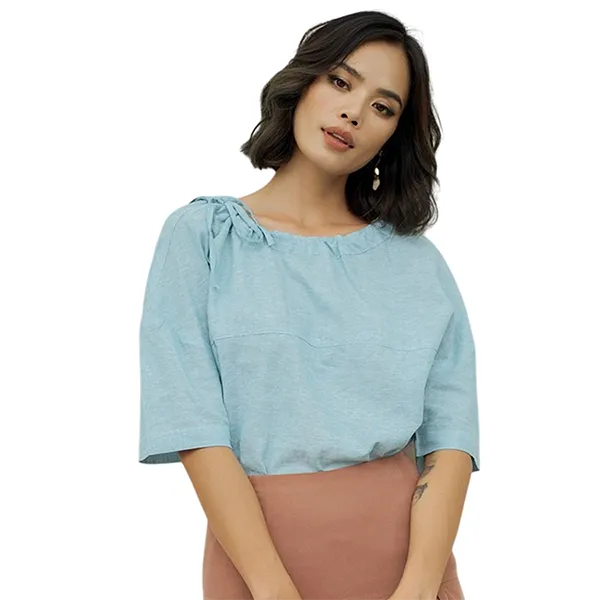 Áo Kiểu Nữ F2 Fashion & Freedom Harmony Blue Linen Shirt AK421-X-S-0820 Màu Xanh Blue Size S
