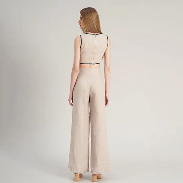 Áo Kiểu Nữ F2 Fashion & Freedom Hello New Day AK555-KVD-S-0323 Màu Be Viền Đen Size S