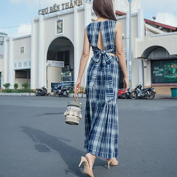 Áo Kiểu Nữ F2 Fashion & Freedom Kate City Girl AK607-XCR-S-0923 Màu Kẻ Xanh Caro Size S